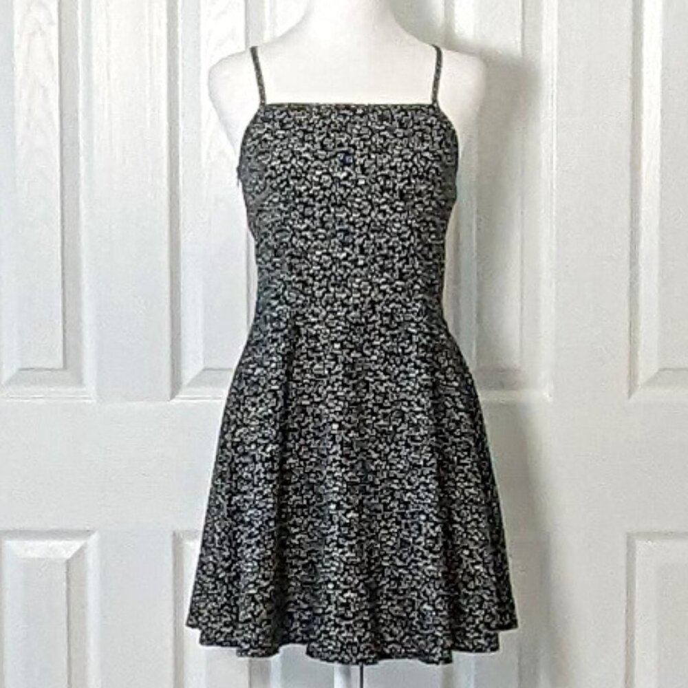 Avalon MCL Women's Spaghetti Straps Sun Dress  Size S  Black White Print